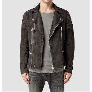 All Saints Khaki Brown Circuit Suede Biker Jacket